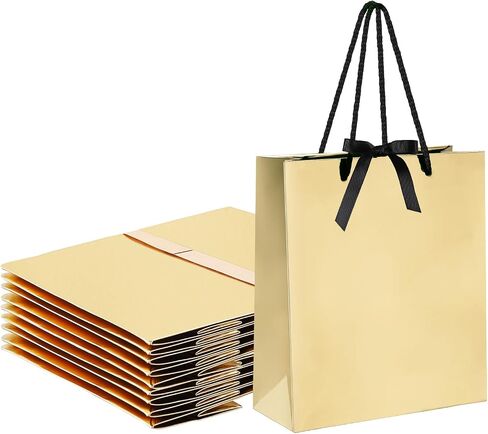 SHYRABBIT 10pcs Small Black Gift Paper Bag, 5.5x2.8x5.9inch Small Shopping Bag, Jewelry Paper Bag, Cosmetic Paper Bag,Black matte Paper Bag in Saudi Arabia