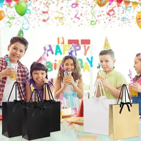 SHYRABBIT 10pcs Small Black Gift Paper Bag, 5.5x2.8x5.9inch Small Shopping Bag, Jewelry Paper Bag, Cosmetic Paper Bag,Black matte Paper Bag in Saudi Arabia