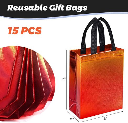 STARRKY 15PCS Gradient Gift Bags, Blue and Green Reusable Medium-Sized Gift Bags with Iridescent Finish Party Favor Bags with Handles for Birthdays and Goodies in Saudi Arabia