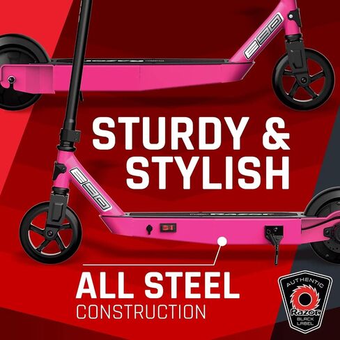 Razor Black Label E90 Electric Scooter for Kids Age 8 and Up, Power Core High-Torque Hub Motor, Up to 10 mph, All-Steel Frame in Saudi Arabia