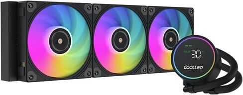 COOLLEO BL360 Digital Display Black ARGB 360mm AIO CPU Cooler,Three-Phase Nine-Stage Water Pump + 3* Hurricane T28Mag PWM Fan 300W TDP Liquid CPU Cooler for AMD AM4/AM5 & Intel LGA 115X/1200/1700 in Saudi Arabia