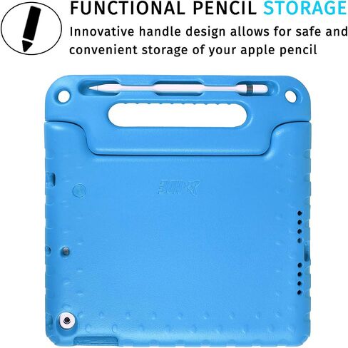 حافظة HDE iPad الجيل التاسع للأطفال مع واقي شاشة مدمج وغطاء iPad مقاوم للصدمات مقاس 10.2 بوصة مع حامل مقبض يناسب الجيل التاسع 2021 والجيل الثامن 2020 والجيل السابع 2019 Apple iPad 10.2 - أزرق in Kuwait