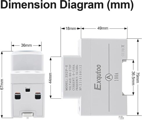 Multi-Function Energy Meter Color Digital Energy Meter - Measurement of AC Volts, Amps, Hertz, Watts, PF and Kilowatt-Hours - GT2P-E, AC 80~270V, 0~100A, 0~25KW, 50/60Hz, Rail-Mounted Meter in Saudi Arabia