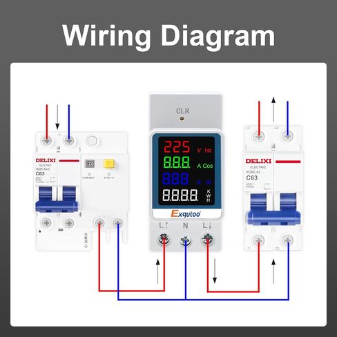 Multi-Function Energy Meter Color Digital Energy Meter - Measurement of AC Volts, Amps, Hertz, Watts, PF and Kilowatt-Hours - GT2P-E, AC 80~270V, 0~100A, 0~25KW, 50/60Hz, Rail-Mounted Meter in Saudi Arabia
