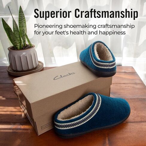 شبشب نسائي من الصوف من Clarks JMH1319T - شبشب منزلي دافئ ومريح مبطن بالفرو الصناعي - شبشب منزلي داخلي وخارجي للنساء in Saudi Arabia