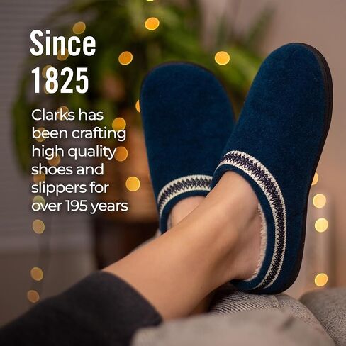شبشب نسائي من الصوف من Clarks JMH1319T - شبشب منزلي دافئ ومريح مبطن بالفرو الصناعي - شبشب منزلي داخلي وخارجي للنساء in Saudi Arabia