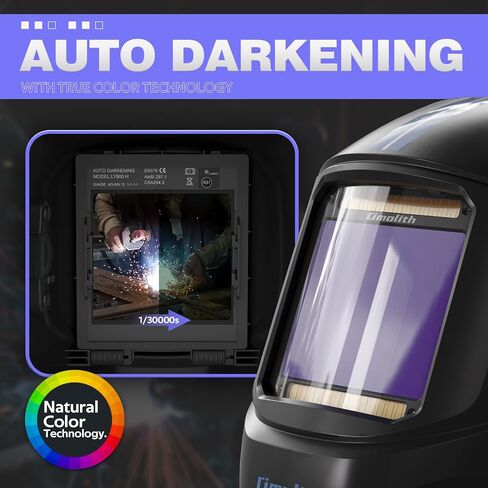 3.93"X3.66" Large Viewing 1/1/1/1 True Color Welding Helmet，4 Arc Sensor Auto Darkening Welding Hood，Wide Shade 4/5-9/9-13 for TIG MIG Arc Weld Grinding Welder Mask in Saudi Arabia