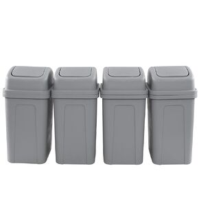 Cand 4 Pack 7 Liter Swing Top Trash Can, 1.8 Gallon Plastic Garbage Can, Gray Dustbin