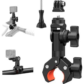 Bike Motorcycle Mount Handlebar Clamp Camera Holder for Gopro Insta360 Accessories, Camera Clamp Pole Mount Bracket with 1/4" Thread for Gopro 12/11/10/9/8/7/6/5/4