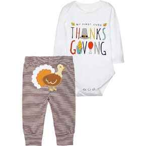 Baby Boys 1st Thanksgiving Outfit My 1st Thanksgiving Romper + Pant Clothing Set
