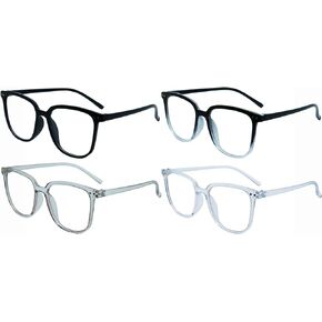 4pack Blue Light Blocking Glasses,Fashion Glasses for Non Prescription Glasses Clear Lens Eyeglasses (4pack Black+blackclear+clear+gray)