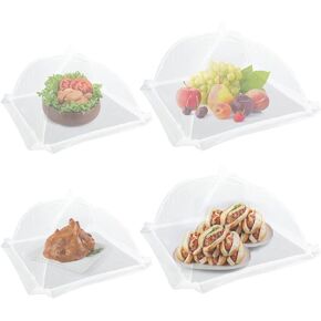 4 Pack Food Cover Mesh Food Tent, 2 * 17 Inches and 2 * 14 Inches, Pop-Up Umbrella Screen Tents, Collapsible and Reusable Patio Net for BBQ, Picnics, Parties, Camping, Outdoor