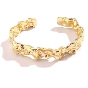 Gold/Silver Cuff Bangle Gold Cuff Bracelets for Women Open Wide Chunky Gold Bracelet Irregular Minimalist Bangle Jewelry Gift