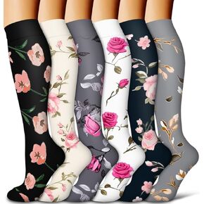 Compression Socks for Women and Men 6 Pairs 15-20 mmHg Circulation-Best Support for Athletic Running Cycling