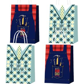 16 Pack Father's Day Gift Bags Happy Father's Day Best Dad Gift Bags for Dad Papa Grandpa Father's Day Party Supplies