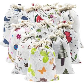 AseiTaku 10 Pcs 5x7 inch Colorful Burlap Gift Bags with Drawstring, Multi-Purpose for Gifts Wrapping, Wedding Party Favor, Jewelry Pouches, Holidays DIY Craft Bags