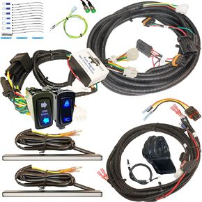 MCSADVENTURES Plug and Play Turn Signal Kit For Polaris Ranger 1000 Blue Led Backlit Rocker Switch Forward Facing No Hole Stick On Indicators