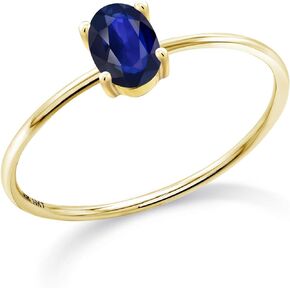 Gem Stone King 10K Yellow Gold 6X4MM Oval Gemstone Birthstone Engagement Ring | Solitaire Wedding Engagement Anniversary Promise Gold Ring For Women