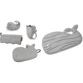 Skip Hop Moby Baby Bath Essential Set, Grey & Non-Slip Baby Bath Mat, Moby, Grey