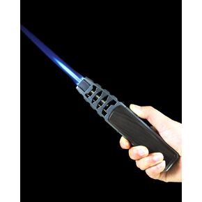 Butane Torch Lighter Refillable Windproof Single Jet Torch Lighters Adjustable Flame with Gift Box for Kitchen Dining, BBQ Camping Hiking Without Butane-Wooden Color
