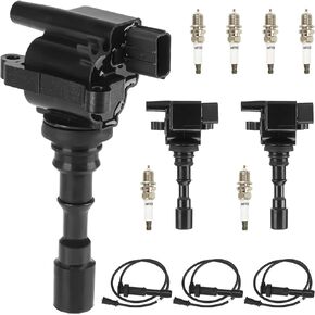 Ignition Coils Pack & Iridium Spark Plugs w/Wires for Kia Sorento 2003 2004 2005 2006 3.5L 3.5 V6 UF431 UF-431 C1445 5C1435 27300-39800 GN10384-3 Set