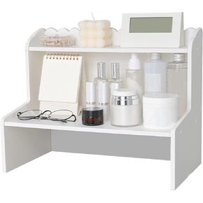 Display Stand Desktop Wood Display Shelf Desk Multi Layer Storage Rack Mini Bookshelf Cosmetics Organizer (M)