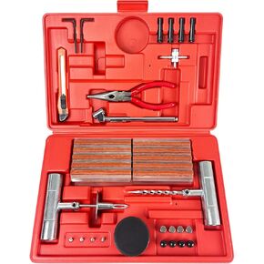 C&T 86-Piece Tire Repair Kit, Heavy Duty Tire Plug Repair Kit, Flat Puncture Patch Tool Set, Fix Punctures and Plug Flats Patch Kit for Car, Truck, ATV, UTV, RV, SUV, Trailer, Tractor, Jeep, Etc