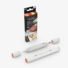 Spectrum Noir Illustrator Twin Tip Blendable Alcohol Based Marker Set with Japanese Nibs - Pack of 4 - Perfect for Coloring, Drawing & Illustration (Aquatic Pack)