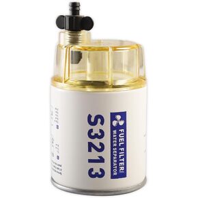 S3213 Marine Fuel Filter Fuel Water Separator with Clear Bowl Assembly Replacement For Marine Outboard Motor Mercury Replaces# S3213, 35-60494-1, 18-7932-1, 18-17928, 35-809097