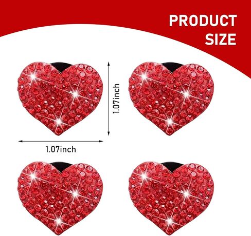 4 PCS Bling Car Vent Decorative Clip, Heart-shaped Shining Diamond Air Conditioning Vent Trim for Women, Clip-on Non-destructive Installation, Universal Interior Accessory for Cars (Pink) in Saudi Arabia