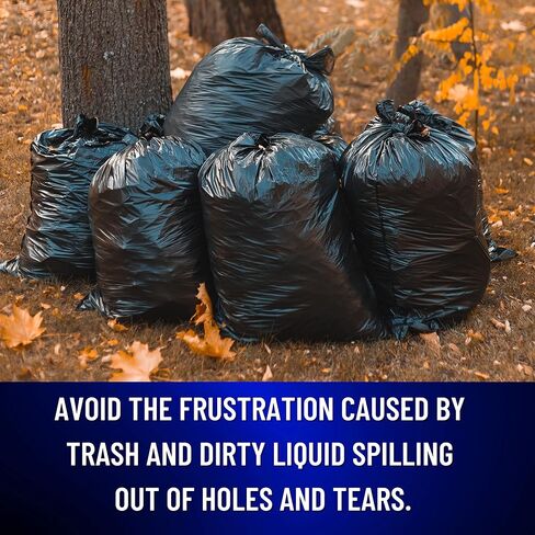 Contractor Trash Bags - 42-Gallon, 32x50", 20 Count - Large Black Industrial Garbage BAGS for Construction, Moving, Cleaning - Heavy Duty 3Mil Thick - For Home or Commercial Use in Saudi Arabia