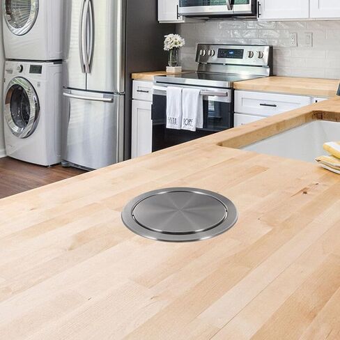 Zerodeko Built-in Countertop Trash Bin Waste Lid Balance Flap Cover Stainless Steel Kitchen Garbage Can Grommet Recessed Trash Can Lid M in Saudi Arabia