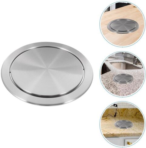 Zerodeko Built-in Countertop Trash Bin Waste Lid Balance Flap Cover Stainless Steel Kitchen Garbage Can Grommet Recessed Trash Can Lid M in Saudi Arabia