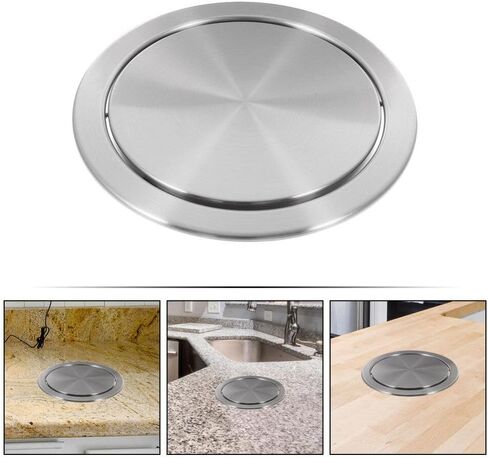Zerodeko Built-in Countertop Trash Bin Waste Lid Balance Flap Cover Stainless Steel Kitchen Garbage Can Grommet Recessed Trash Can Lid M in Saudi Arabia