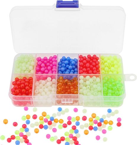 مجموعة متنوعة من خرز الصيد، 1000 قطعة 5 مم من البلاستيك المضيء المتوهج الدائري لصيد الأسماك في المياه المالحة والمياه العذبة in Kuwait