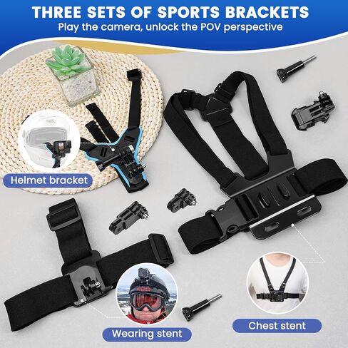 Helmet Chin Strap Mount,Head Strap Mount,Chest Mount for Gopro DJI Osmo Accessories Kit for Action Cameras in Saudi Arabia