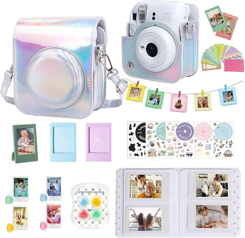 Kit for Fujifilm Instax Mini 12/11 Instant Camera, Shiny Silver | Mini 12 Accessories Incldes Mini 12/11 Case, Color Filters, Photo Album & Frames, Wall Hanging Frame, DIY Sticker, No Camerac in Saudi Arabia