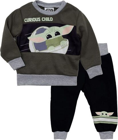 طقم من قطعتين من STAR WARS Baby Boys Baby Yoda سويت شيرت صوف بأكمام طويلة ورقبة دائرية وسروال للركض (أخضر/رمادي/أسود، 24 شهرًا) in Saudi Arabia