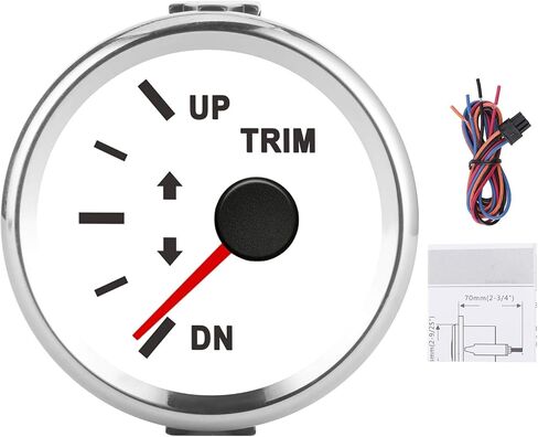Trim Gauge for Boat, Acouto Boat Trim Gauge Boat Trim Balance Gauge Meter IP67 Waterproof with Red Backlight 52mm Ship Yacht Marine(Silver Frame on White) in Saudi Arabia