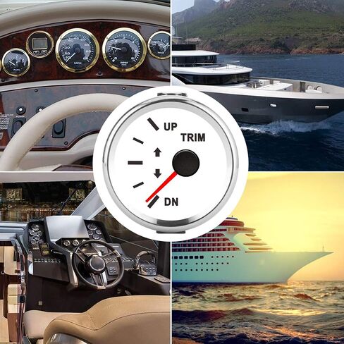 Trim Gauge for Boat, Acouto Boat Trim Gauge Boat Trim Balance Gauge Meter IP67 Waterproof with Red Backlight 52mm Ship Yacht Marine(Silver Frame on White) in Saudi Arabia