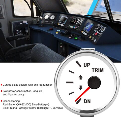 Trim Gauge for Boat, Acouto Boat Trim Gauge Boat Trim Balance Gauge Meter IP67 Waterproof with Red Backlight 52mm Ship Yacht Marine(Silver Frame on White) in Saudi Arabia