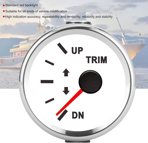 Trim Gauge for Boat, Acouto Boat Trim Gauge Boat Trim Balance Gauge Meter IP67 Waterproof with Red Backlight 52mm Ship Yacht Marine(Silver Frame on White) in Saudi Arabia