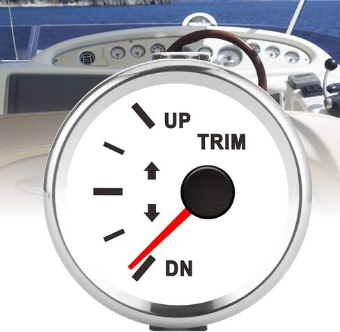Trim Gauge for Boat, Acouto Boat Trim Gauge Boat Trim Balance Gauge Meter IP67 Waterproof with Red Backlight 52mm Ship Yacht Marine(Silver Frame on White) in Saudi Arabia