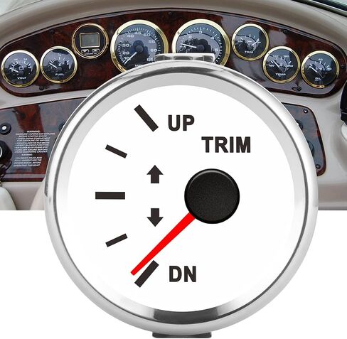 Trim Gauge for Boat, Acouto Boat Trim Gauge Boat Trim Balance Gauge Meter IP67 Waterproof with Red Backlight 52mm Ship Yacht Marine(Silver Frame on White) in Saudi Arabia