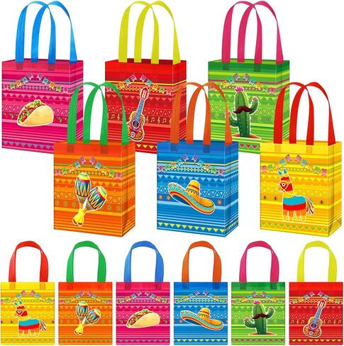 Hosuly 36 Pieces Tropical Hawaiian Tote Bags Summer beach Pool Bags with Handles Reusable Wrapping Bags Colorful Non woven Bags for Luau Tropical Beach Holiday Party Favors (Summer) in Saudi Arabia