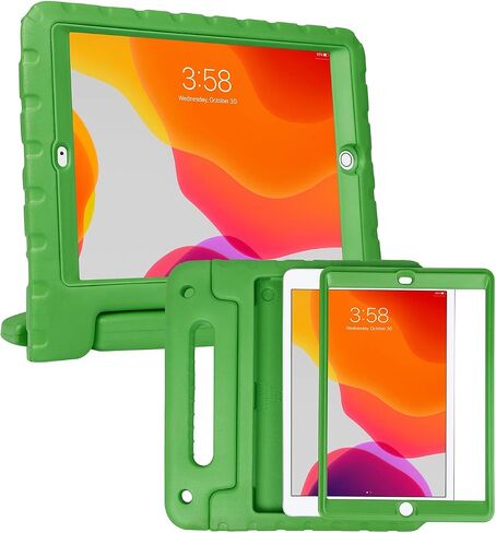 حافظة HDE iPad الجيل التاسع للأطفال مع واقي شاشة مدمج وغطاء iPad مقاوم للصدمات مقاس 10.2 بوصة مع حامل مقبض يناسب الجيل التاسع 2021 والجيل الثامن 2020 والجيل السابع 2019 Apple iPad 10.2 - أزرق in Kuwait