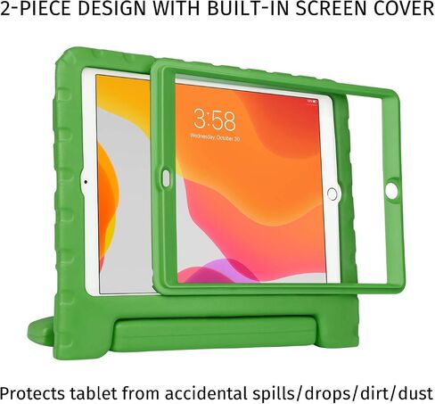 حافظة HDE iPad الجيل التاسع للأطفال مع واقي شاشة مدمج وغطاء iPad مقاوم للصدمات مقاس 10.2 بوصة مع حامل مقبض يناسب الجيل التاسع 2021 والجيل الثامن 2020 والجيل السابع 2019 Apple iPad 10.2 - أزرق in Kuwait