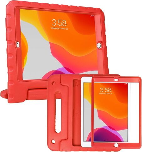 حافظة HDE iPad الجيل التاسع للأطفال مع واقي شاشة مدمج وغطاء iPad مقاوم للصدمات مقاس 10.2 بوصة مع حامل مقبض يناسب الجيل التاسع 2021 والجيل الثامن 2020 والجيل السابع 2019 Apple iPad 10.2 - أزرق in Kuwait