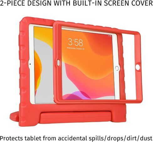 حافظة HDE iPad الجيل التاسع للأطفال مع واقي شاشة مدمج وغطاء iPad مقاوم للصدمات مقاس 10.2 بوصة مع حامل مقبض يناسب الجيل التاسع 2021 والجيل الثامن 2020 والجيل السابع 2019 Apple iPad 10.2 - أزرق in Kuwait