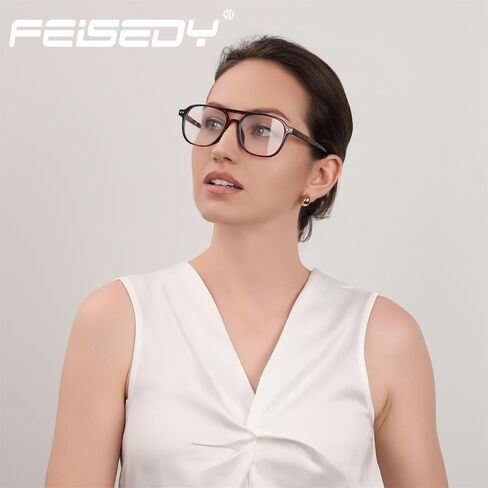 FEISEDY Blue Light Blocking Glasses Women Men Square Computer Lightweight Pilot Glasses Anti Eyestrain & UV Glare B0141 in Saudi Arabia
